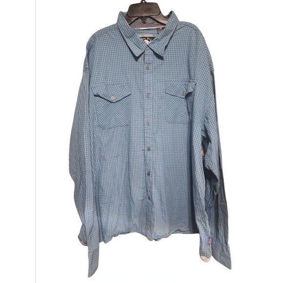 Lions Crest by English Laundry Men’s 4X Blue Check Button Down Casual Shirt - Picture 1 of 6